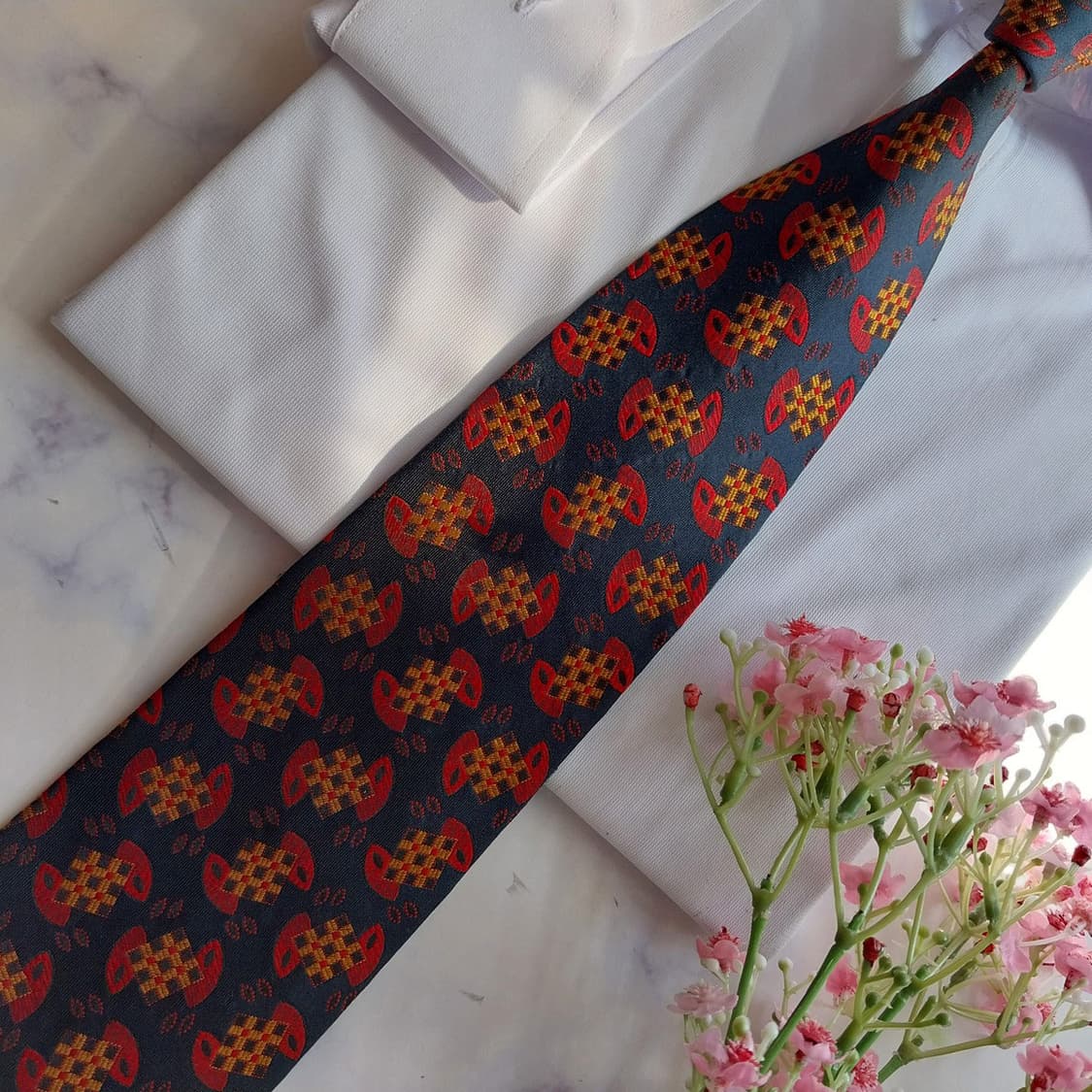 NINO CERRUTI 세루티 넥타이 다크네이비 패턴 A+등급 K2418 상품이미지5