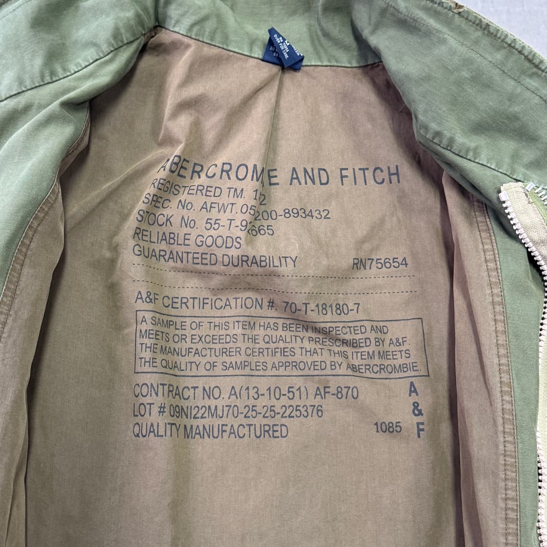 아베크롬비 빈티지 m65 밀리터리 야상자켓 M(105) 상품이미지8