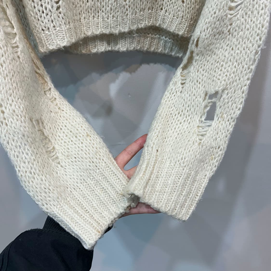 아이보리 그런지 크롭 니트 상품이미지7