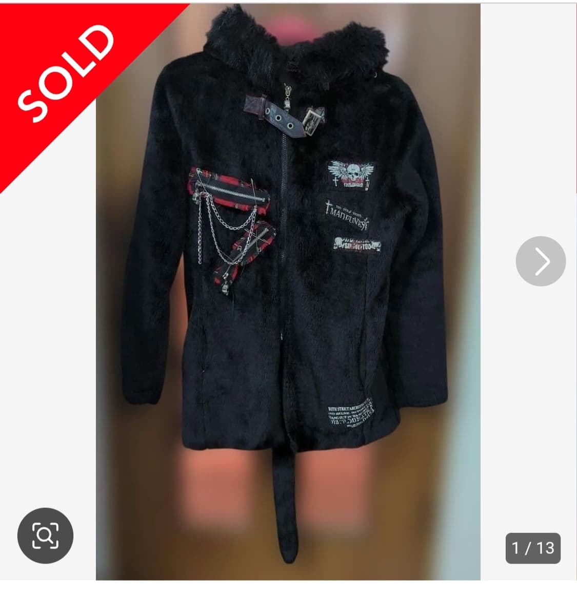 매드펑크 고양이 귀 네코미미 후드집업 퍼 점퍼 자켓 상품이미지1