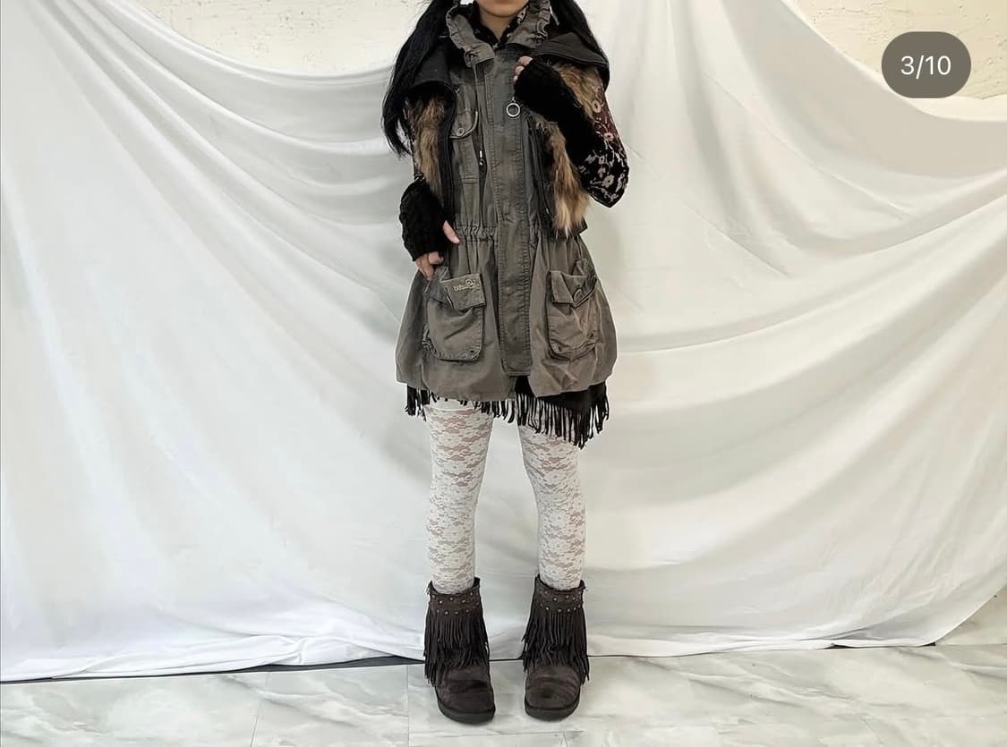 벨벳차이나카라탑, 웨스턴언발스커트, 퍼베스트 상품이미지3