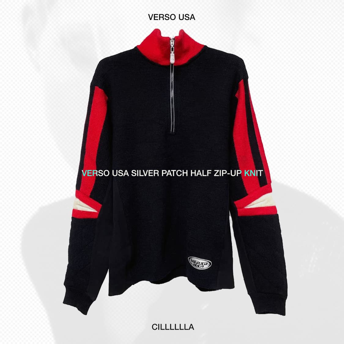 [M] VERSO USA 실버 패치 하프집업 니트 상품이미지1