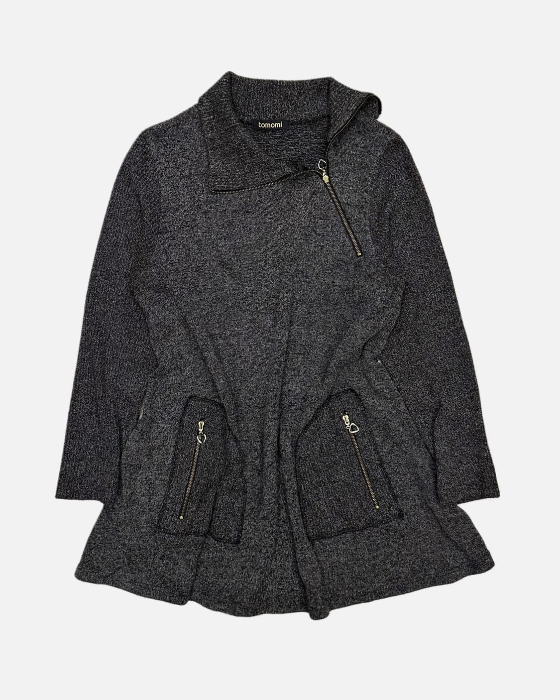 zip-up slit pocket flare knit 상품이미지1