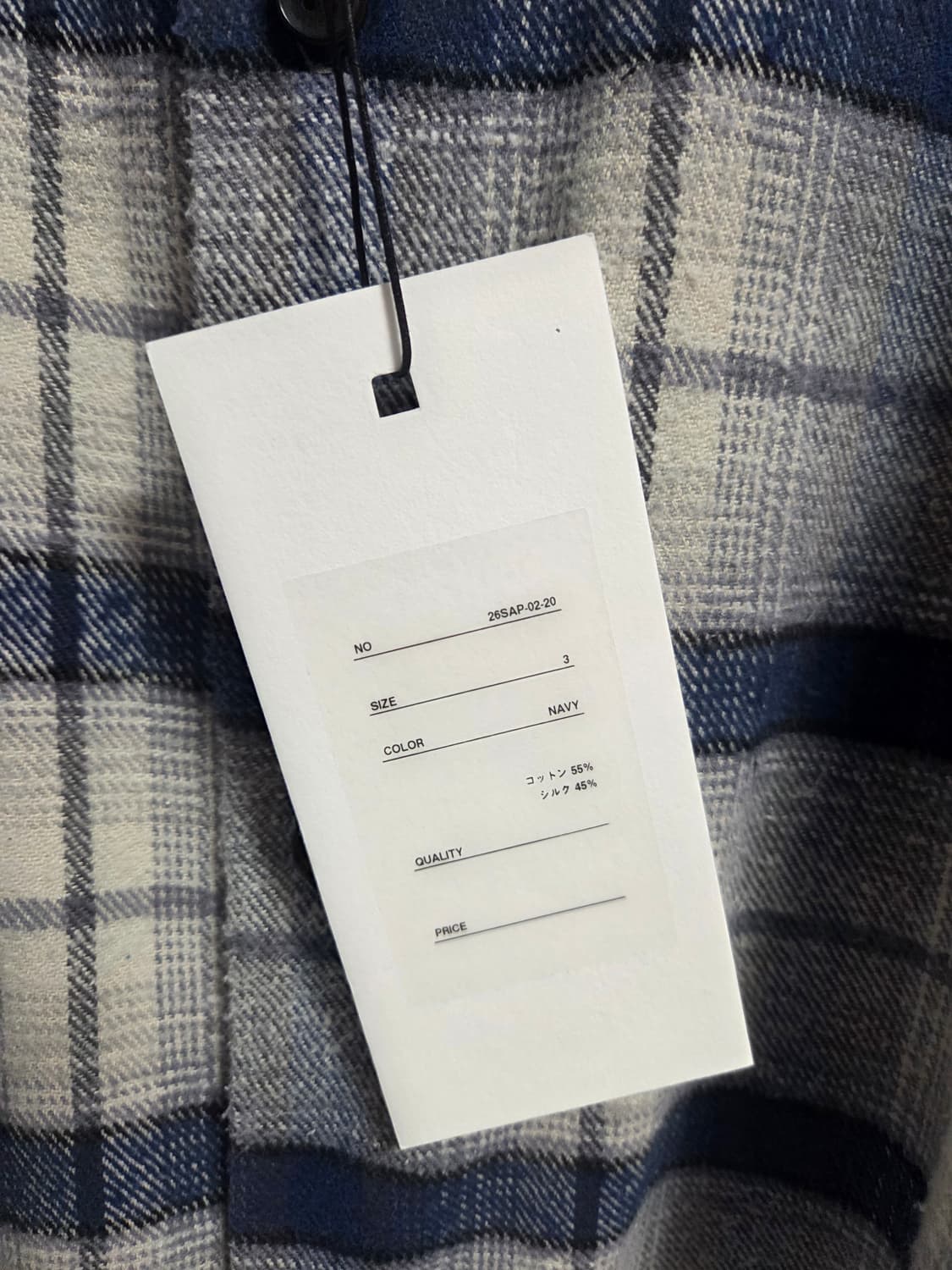 [3] 아프레쎄 26ss 빈티지 코튼 실크 넵 트윌 체크 셔츠 네이비 상품이미지3