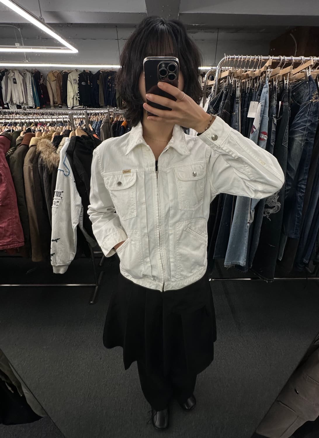 OS)랭글러 빈티지 124MJ 화이트 데님 트러커 자켓 상품이미지1