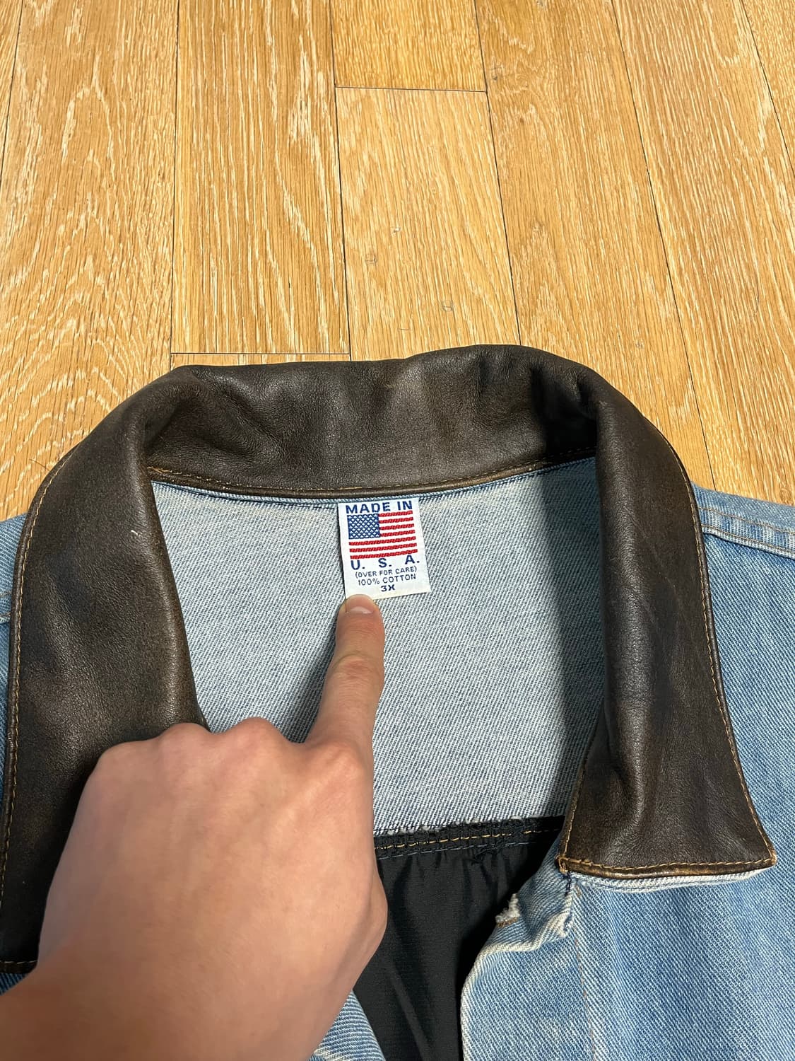 빈티지 레더 패치 데님자켓 상품이미지4