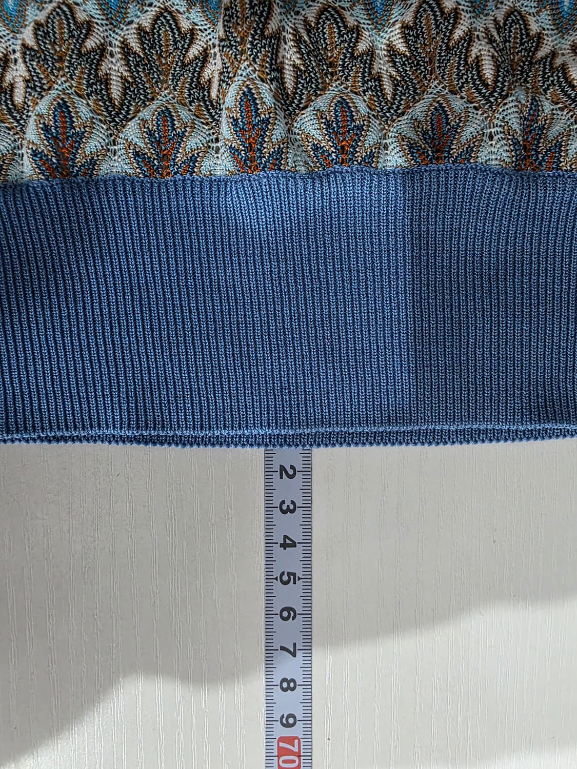 크로커다일 에스닉패턴 자카드 니트 반집업 카라 반팔티 100(95) 상품이미지5