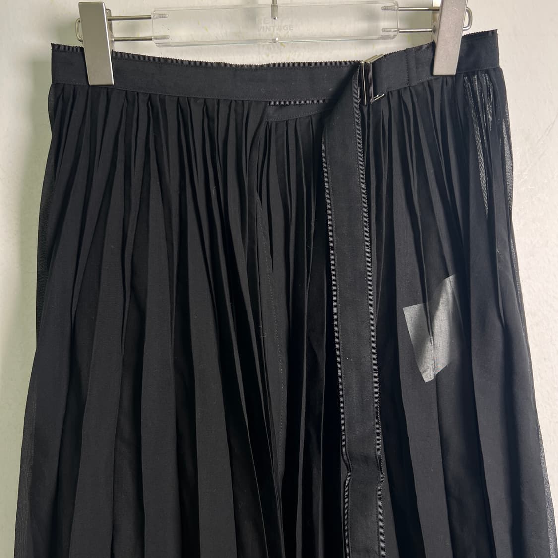19AW sacai 사카이 블랙 플리츠 미디 스커트  상품이미지4