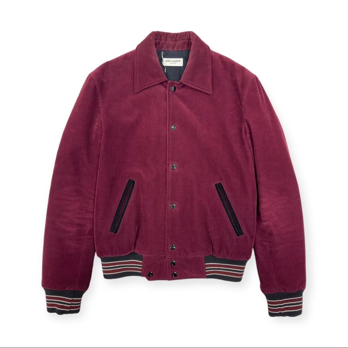 생로랑 바시티자켓 테디자켓 버건디 상품이미지1