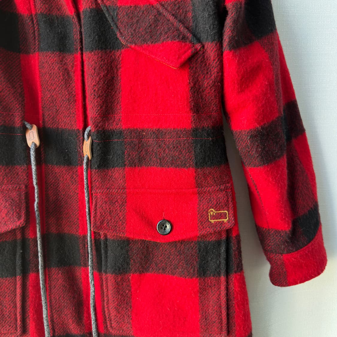 울리치 x 아베크롬비 체크 울 코트 레드 M 상품이미지4