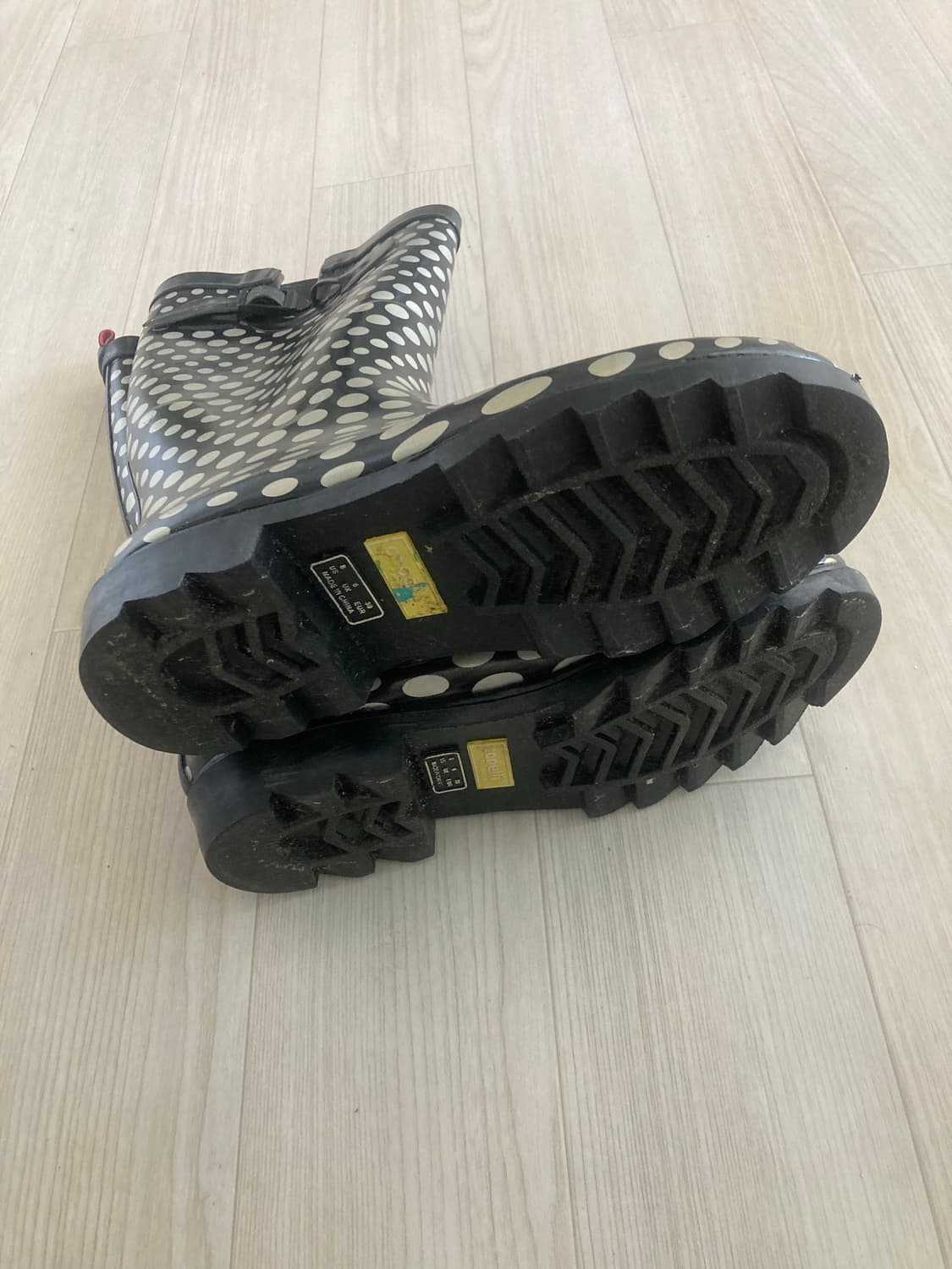 빈티지 레인부츠 장화(블랙 실버 도트) 상품이미지5