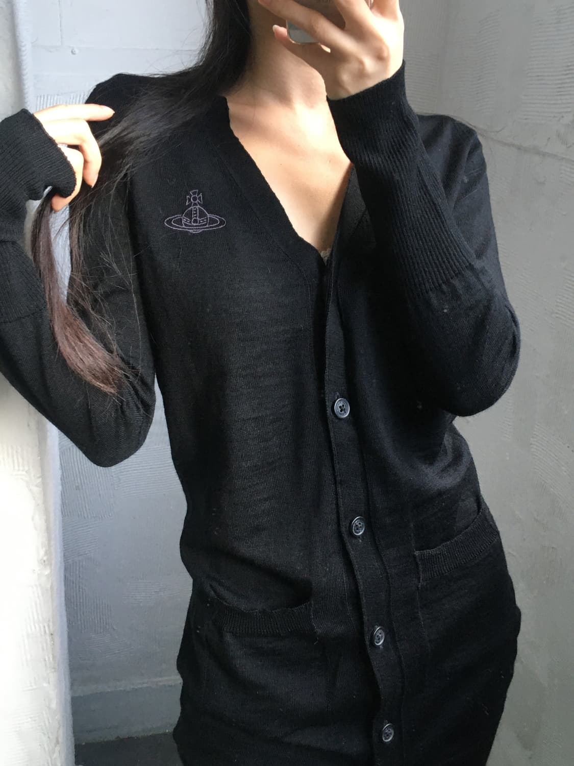 Vivienne Westwood 비비안웨스트우드 블랙 로고 롱 가디건  상품이미지2