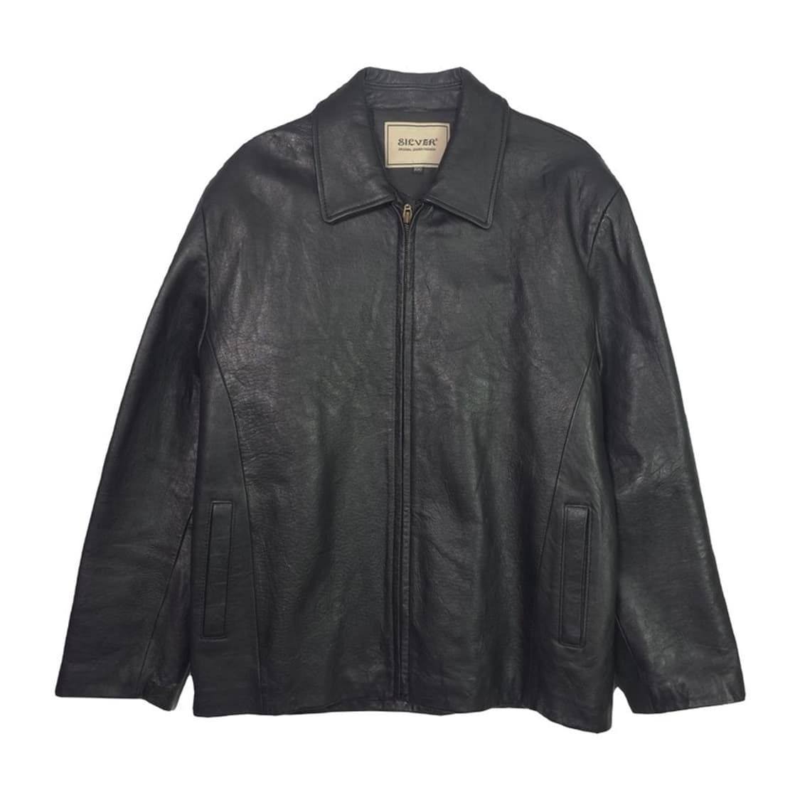 SILVER 빈티지 미니멀 블랙 램스킨 집업 자켓 L 상품이미지1