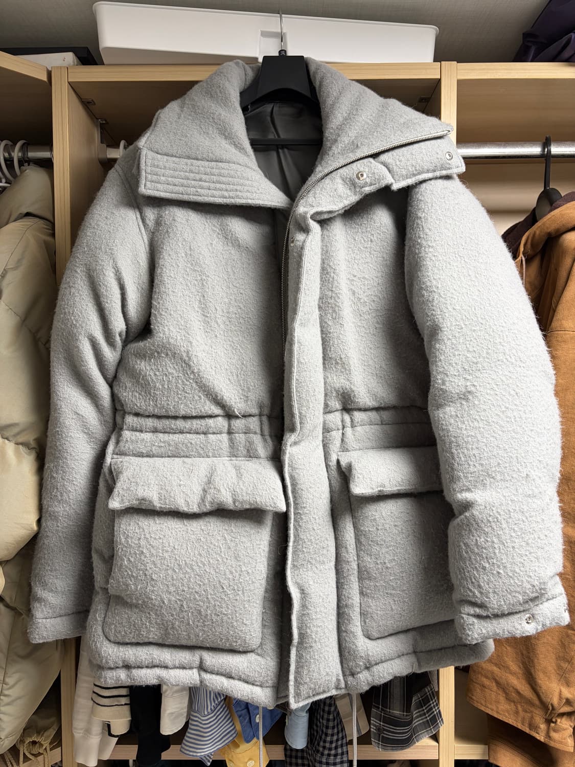 오라리 24AW 브러쉬드 알파카 울 다운 블루종 패딩 그레이 4사이즈 상품이미지1