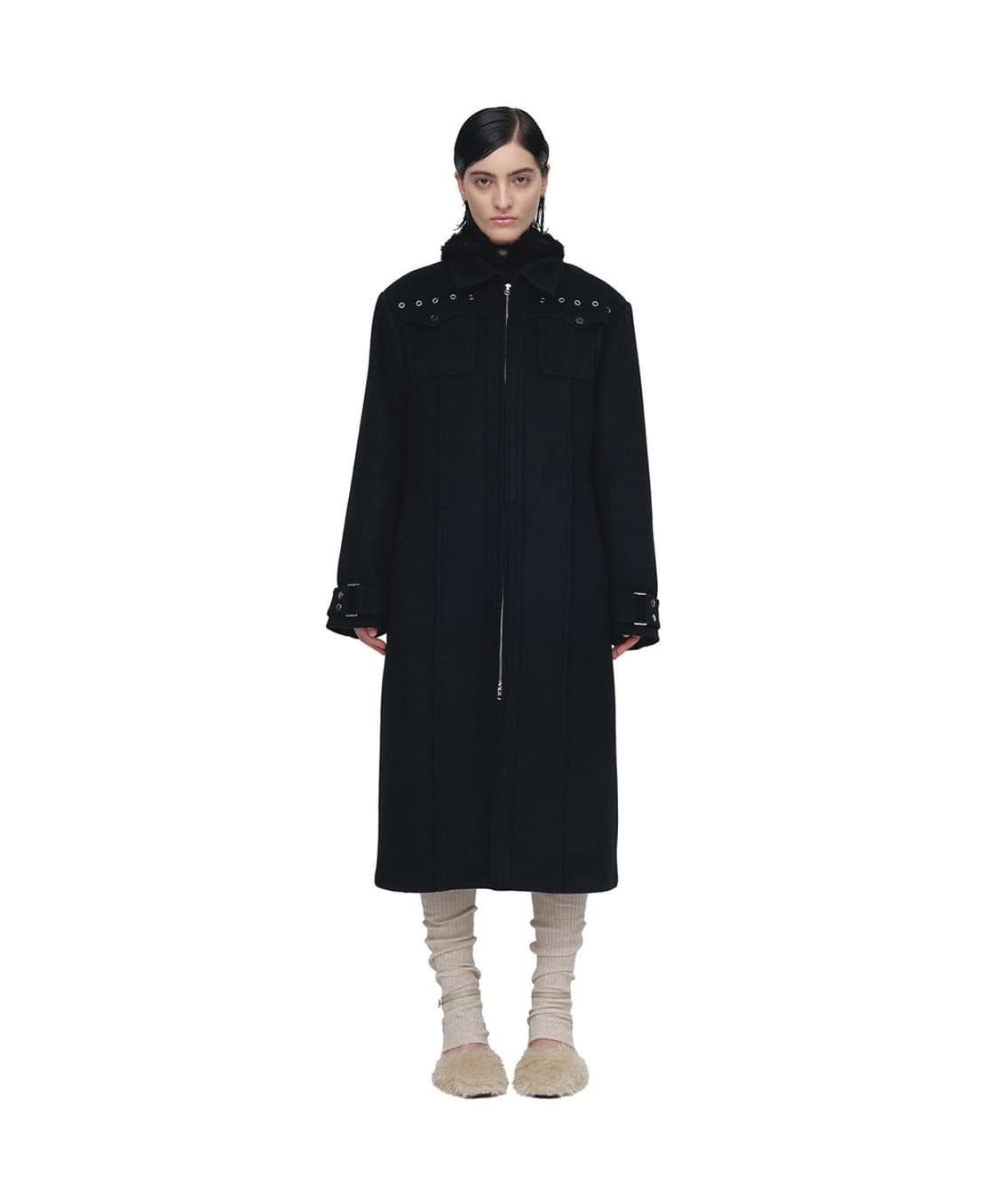 새릭 CERRIC 아일렛 디테일 울 블렌드 롱 코트 상품이미지1