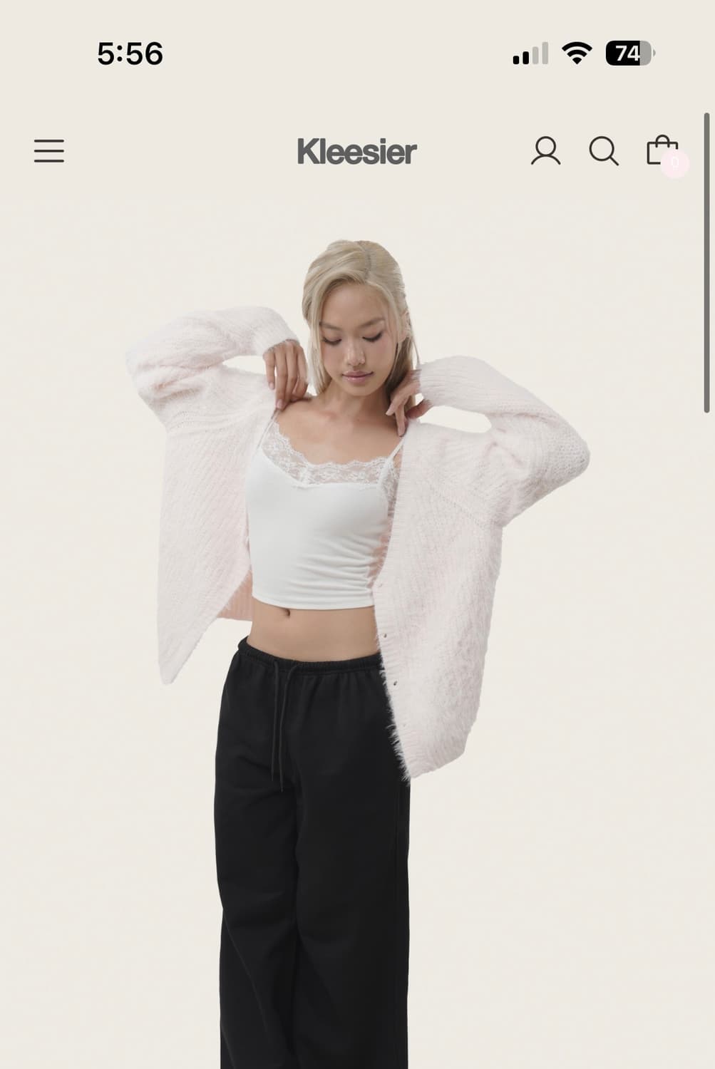 클리시어 슈가플럼 헤어리 가디건 베이비 핑크 sugarplum 상품이미지1