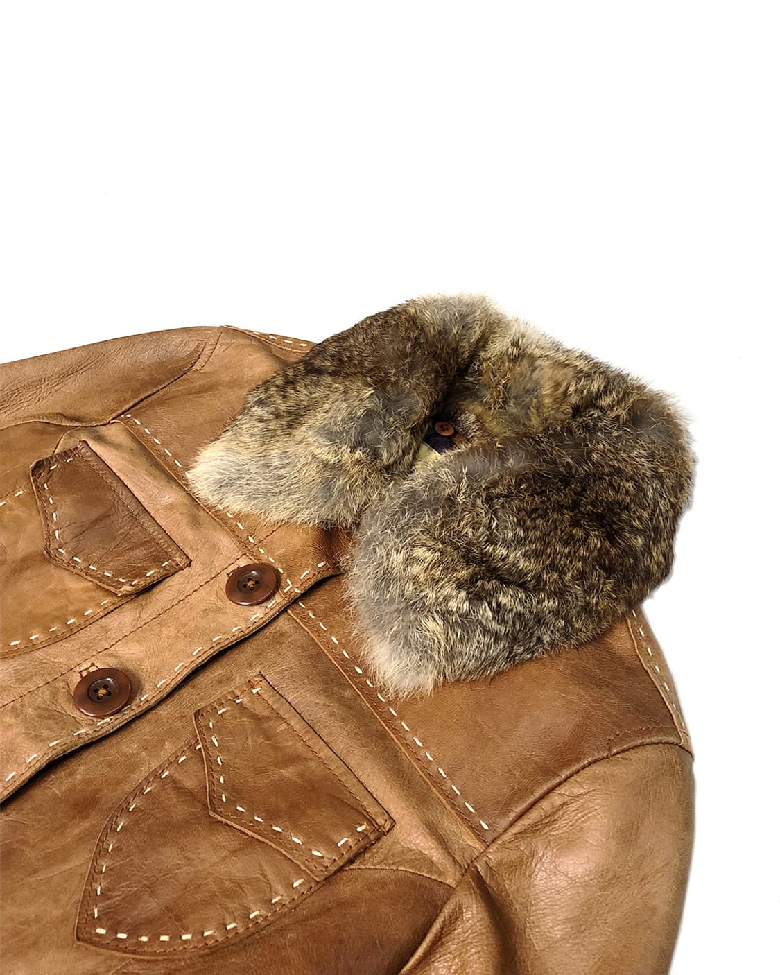 Vintage 브라운 스티치 양가죽 자켓 상품이미지3