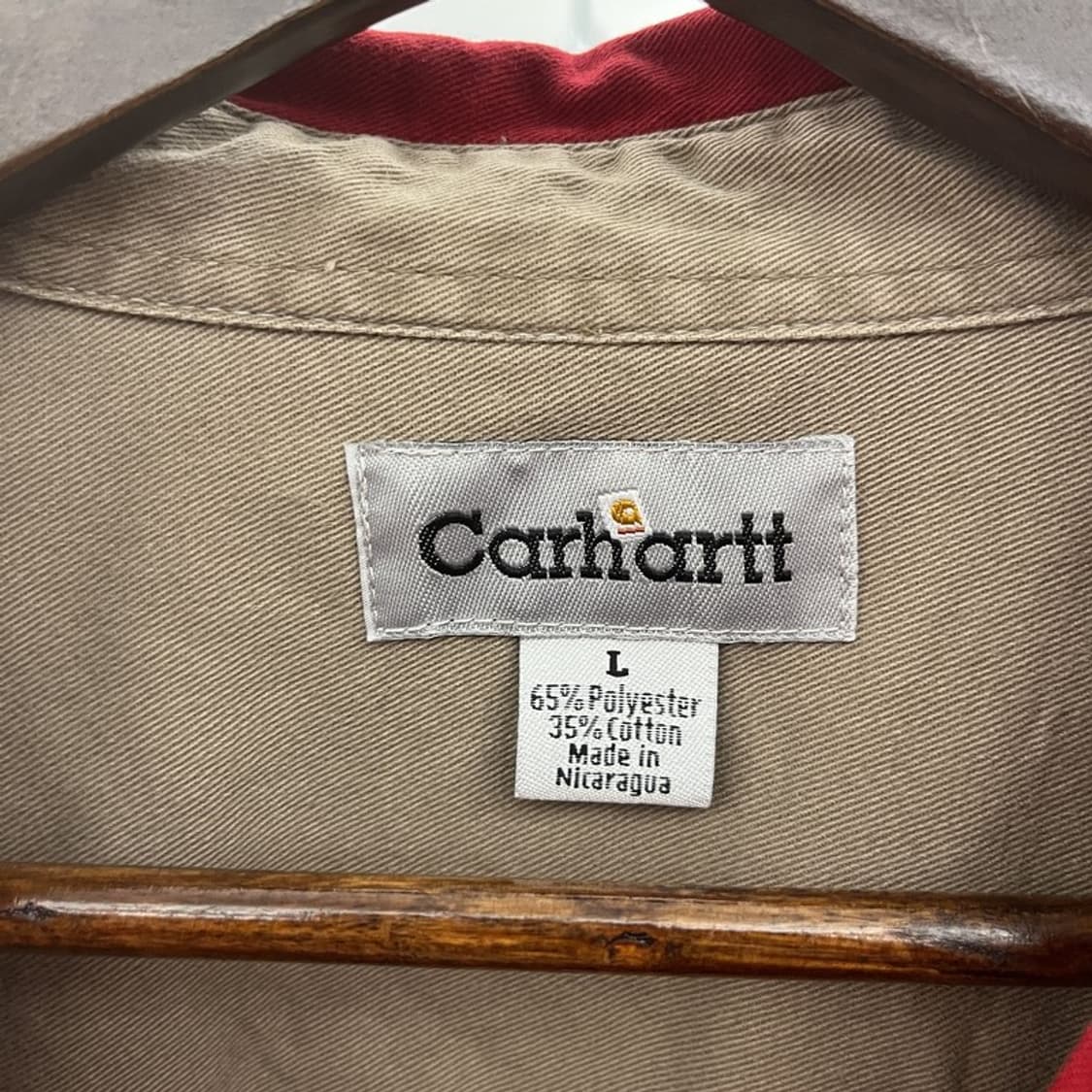 칼하트 FR 올드스쿨 레트로 빈티지 버건디 워크 셔츠 L C10188 상품이미지5