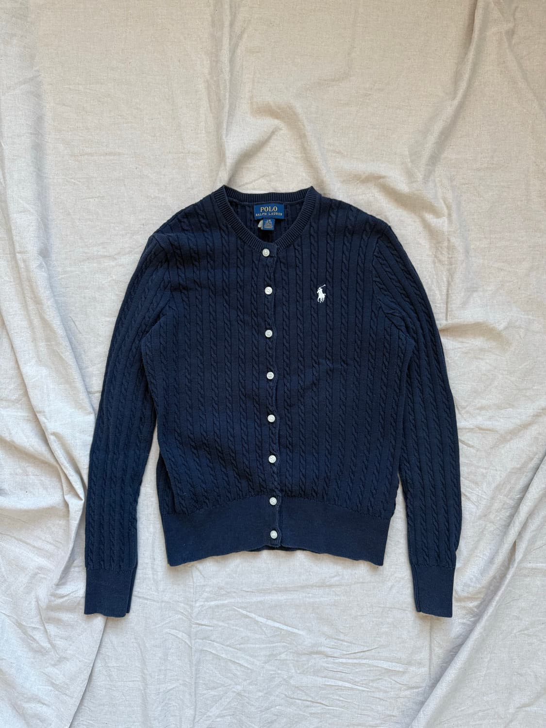 폴로 랄프로렌 포니 로고 케이블 니트 가디건 네이비 상품이미지4