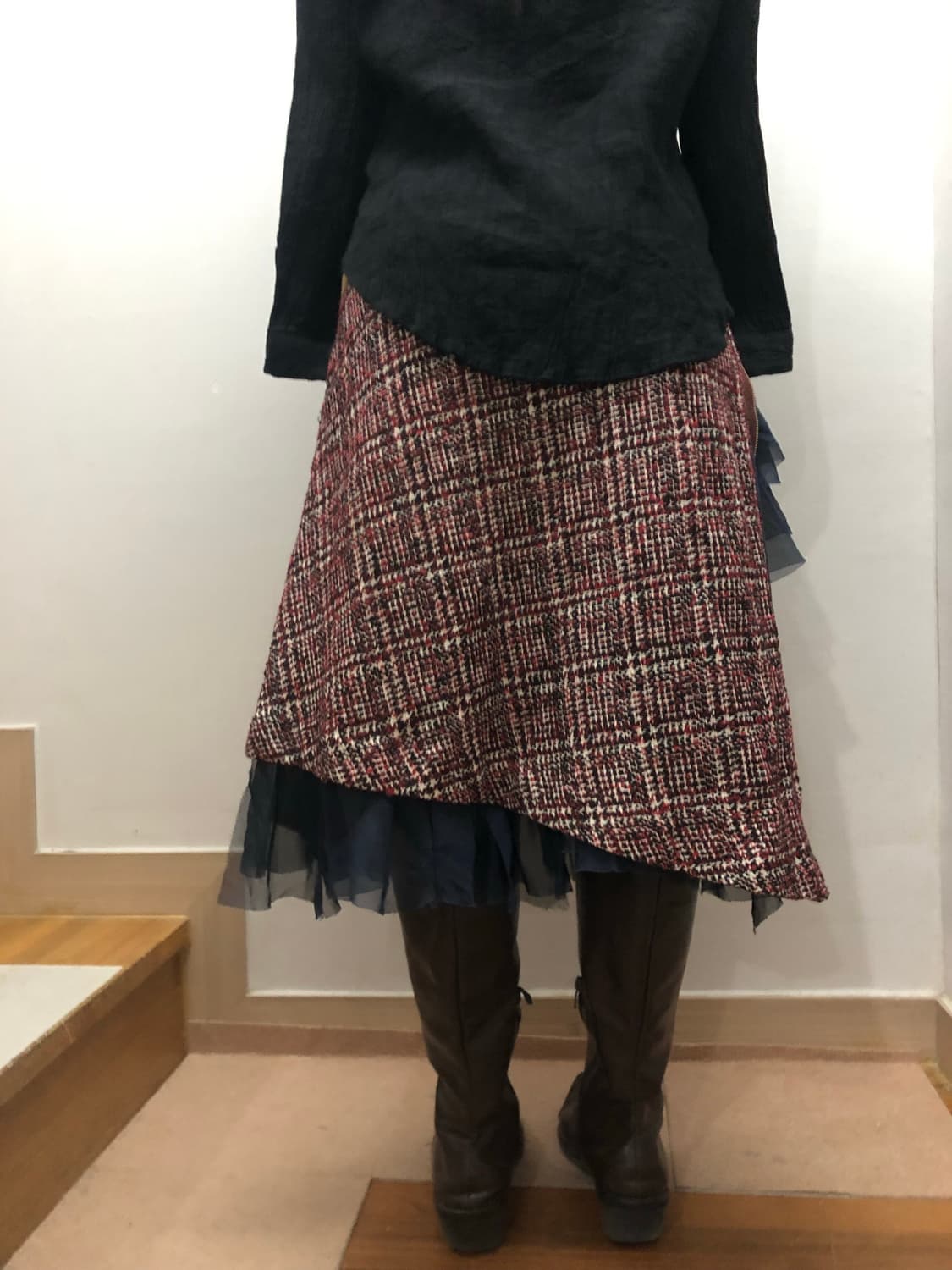 빈티지 블루 프릴 미디 스커트 상품이미지7