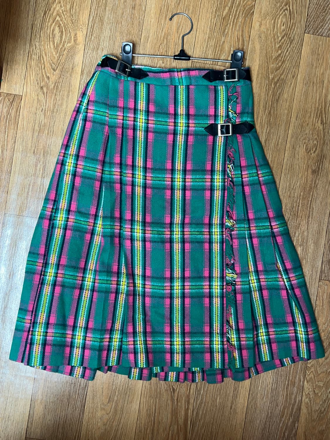 그린 체크 플리츠 스커트 상품이미지1