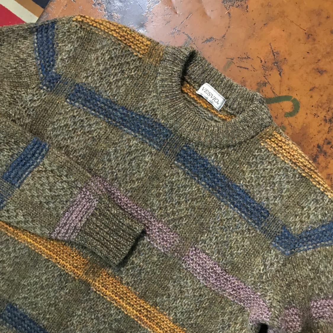 Vtg 빈티지 브라운 카키 톤 컬러링 니트 스웨터 남성 105 사이즈 상품이미지3