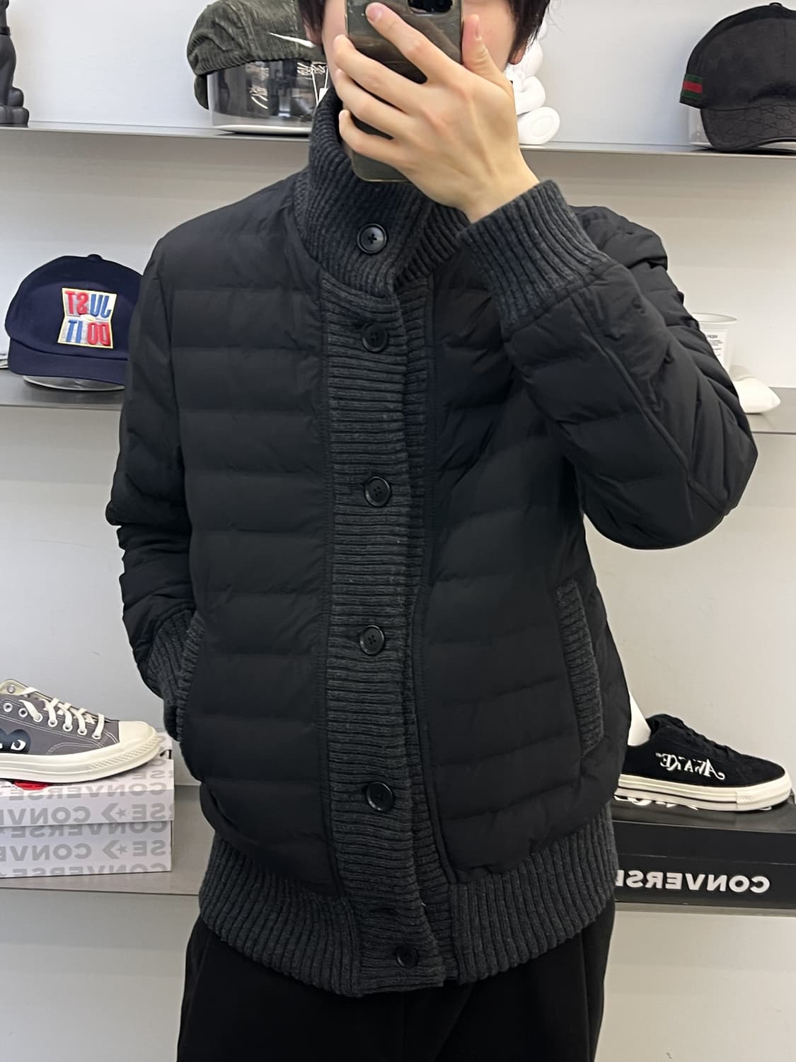 콤 사 이즘 패디드 버튼 가디건 상품이미지2