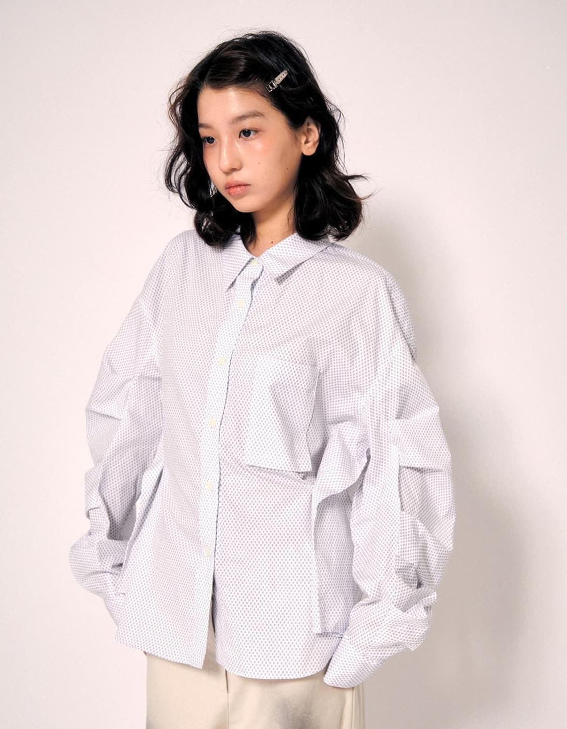 (loerails)Dots Pattern Over Shirts 상품이미지3