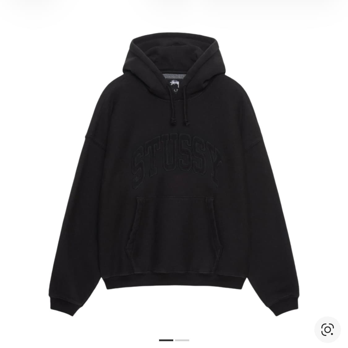 [L] 스투시 자수 릴렉스드 후드 워시드 블랙 상품이미지1
