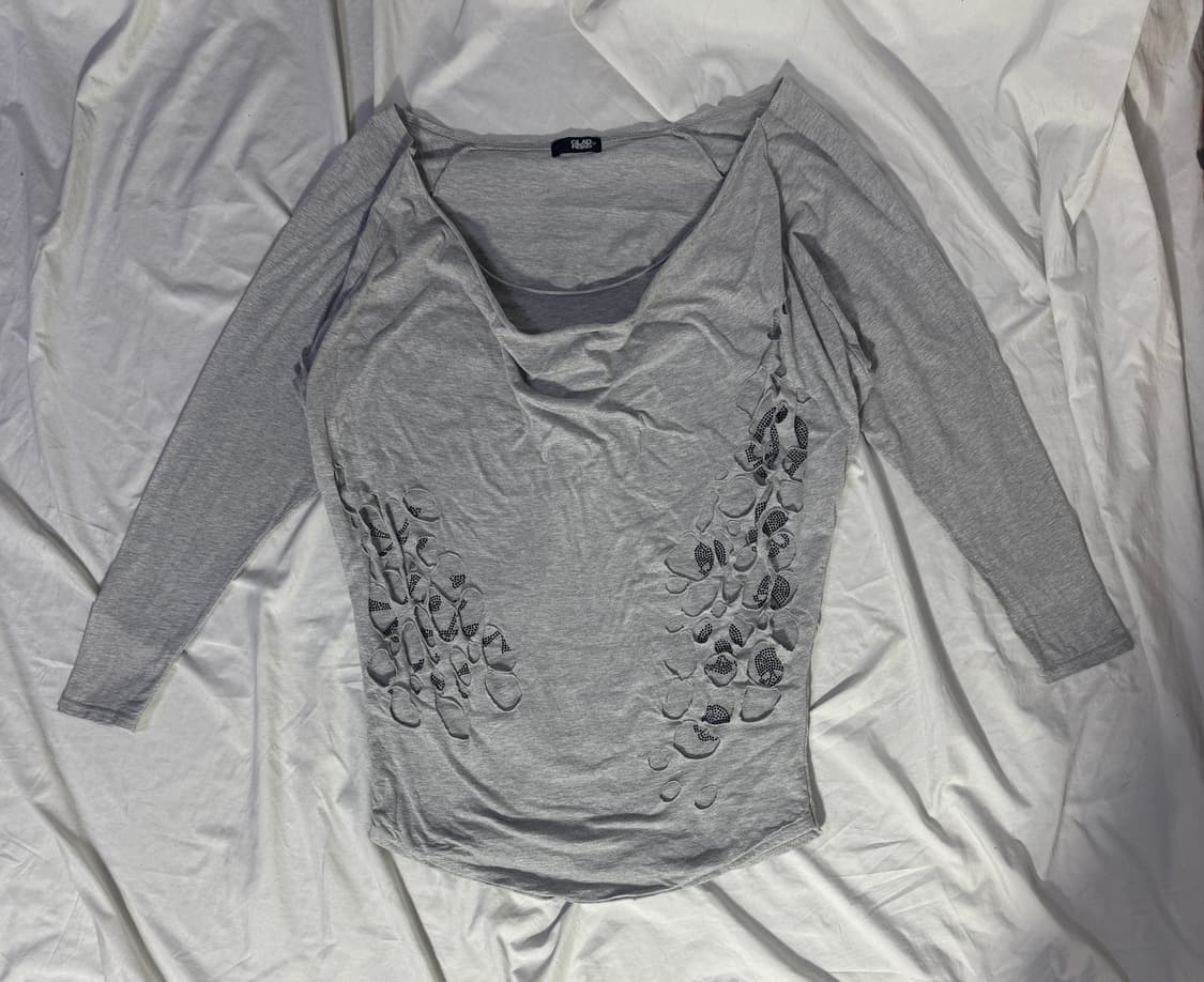 Glad news 컷아웃 스컬 롱슬리브 y2k punk 펑크 아방가르드 상품이미지5