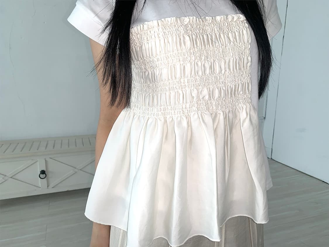 Beams Heart Ivory Pleats Point half top 상품이미지9