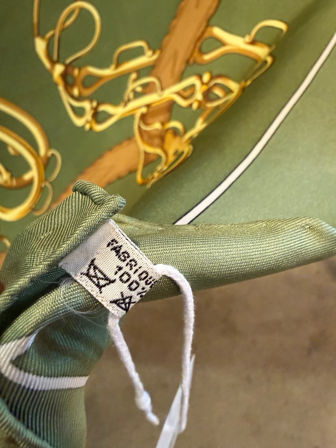 에르메스 클래식 마구 패턴 실크 스카프 그린 90 상품이미지5