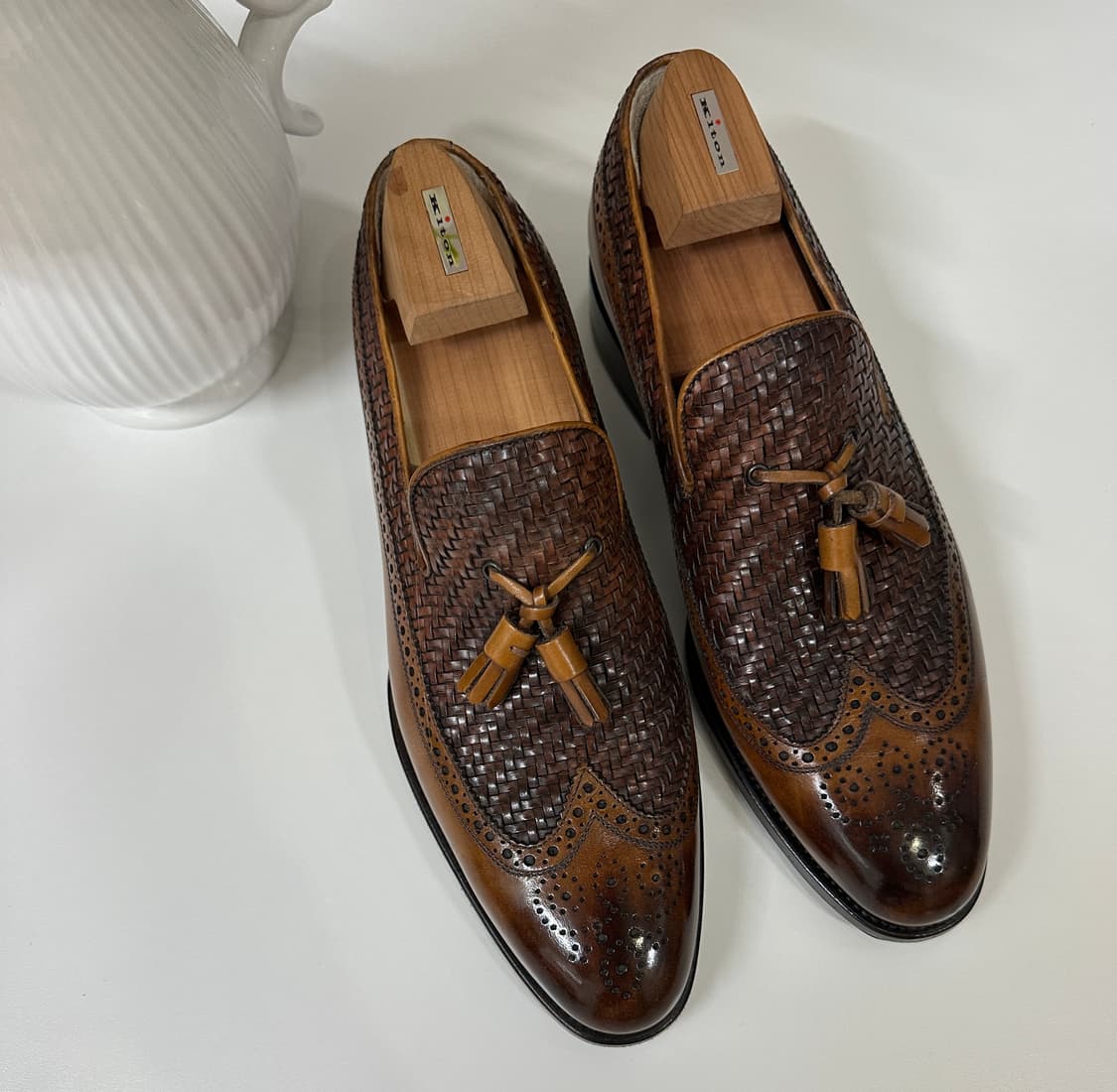 키톤 브라운 송아지 가죽 옥스포드 브로그 슈즈 구두 상품이미지1