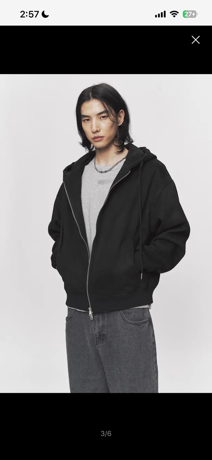 블랙모먼트 페이크 스웨이드 후드집업 블랙 상품이미지4