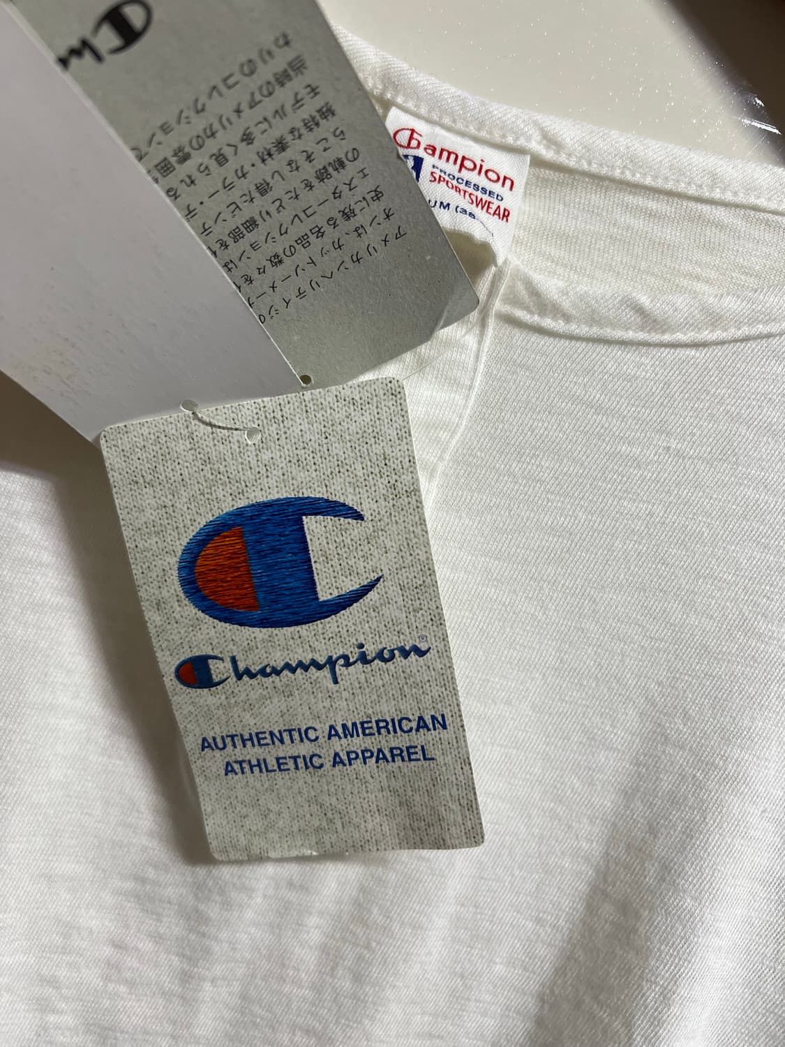 챔피온 7부 래글런 티셔츠 화이트/그린 상품이미지6