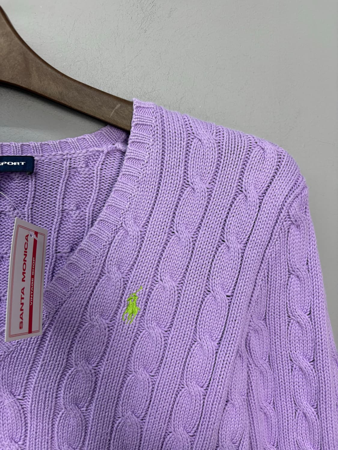 폴로랄프로렌 스포츠 포니로고 연보라 케이블 니트 브이넥 스웨터 A2451 상품이미지3