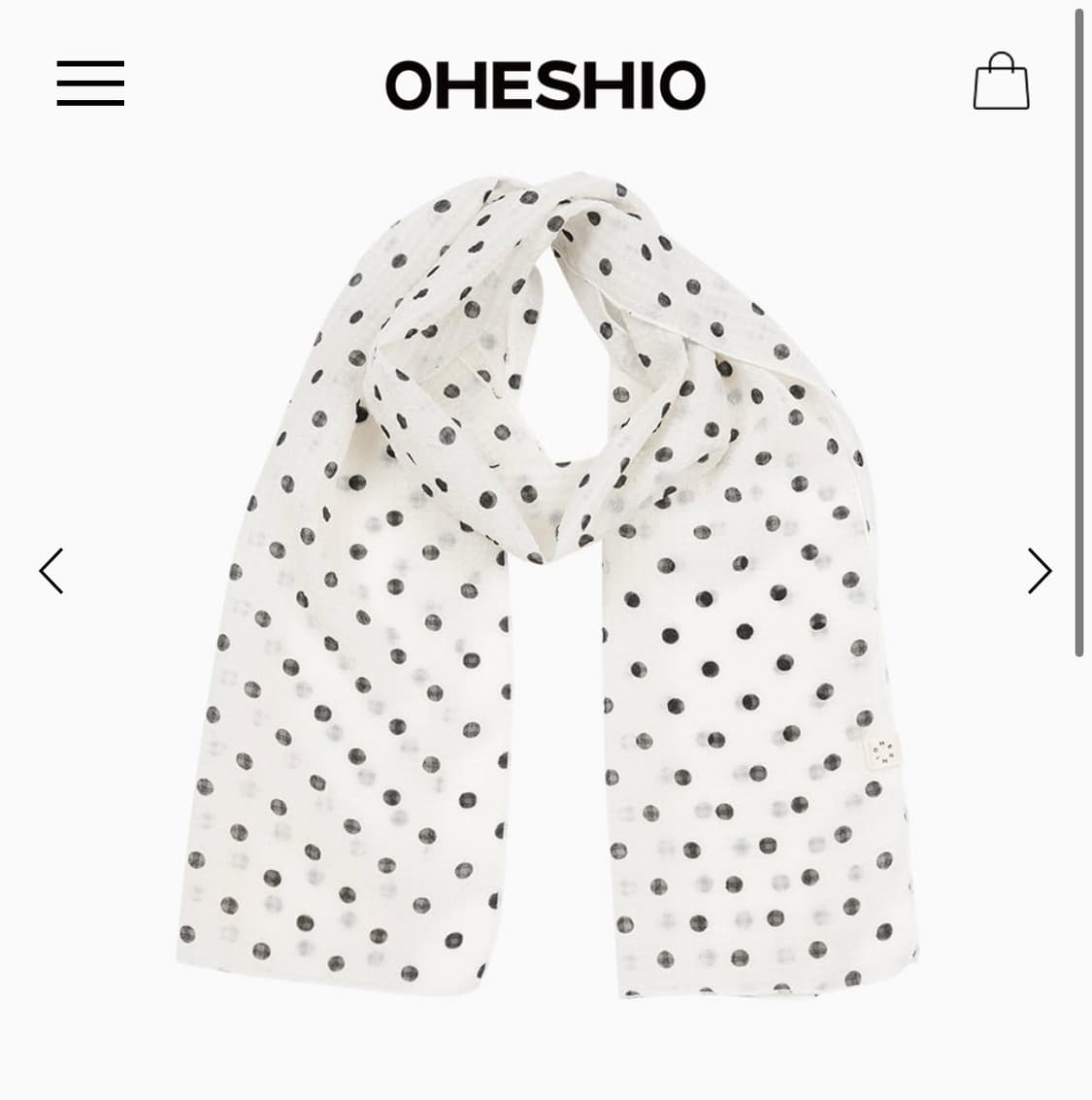 오헤시오 도트 쉬어 스카프 머플러 화이트 상품이미지1