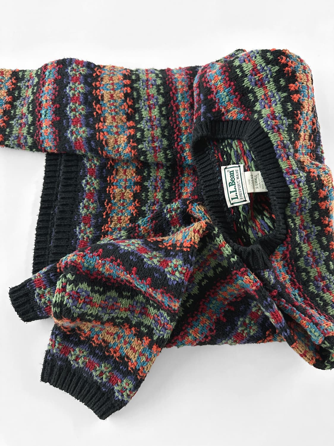 80s 빈티지 엘엘빈 페어 아일 코튼 스웨터 상품이미지4