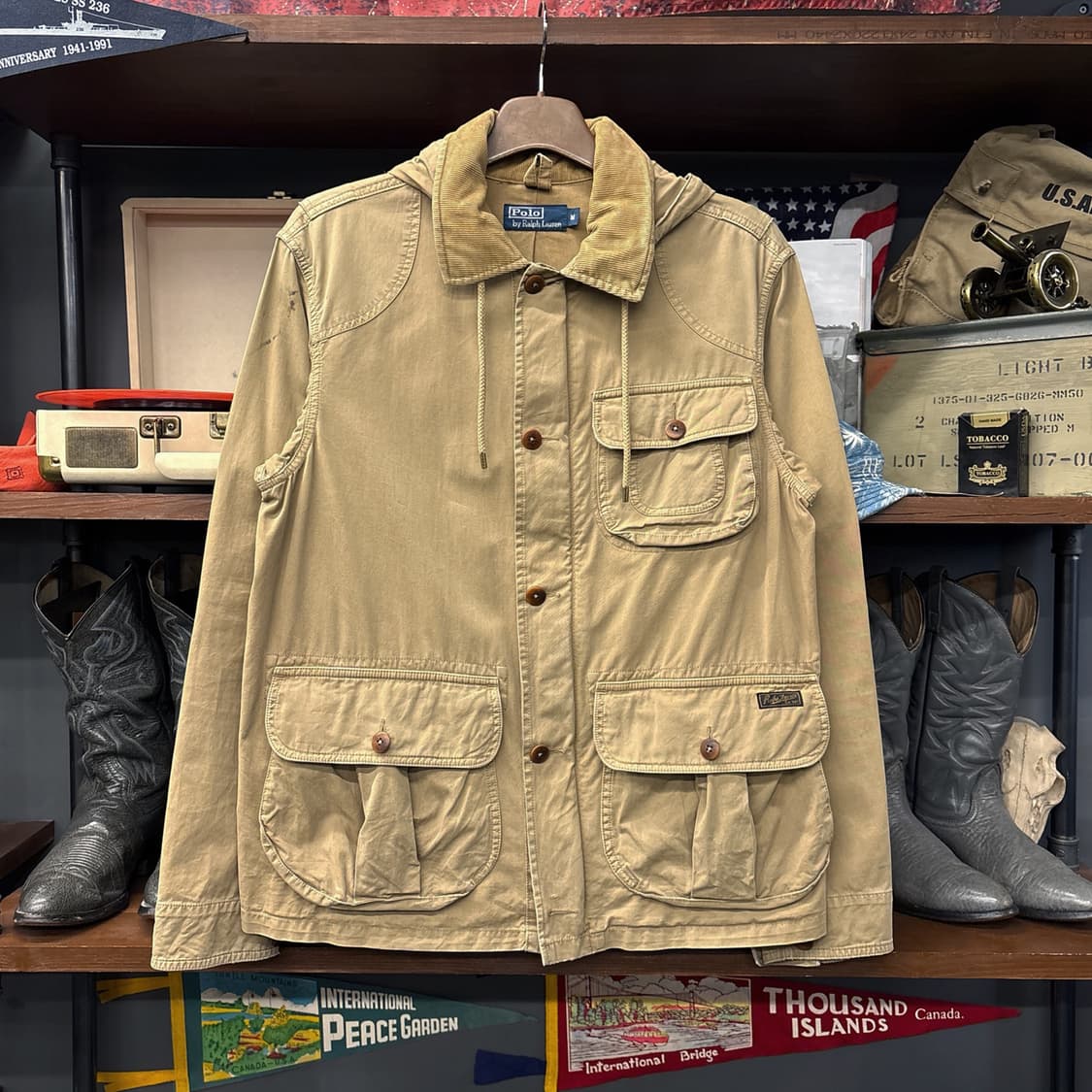 90s 폴로 랄프로렌 코튼트윌 유틸리티 헌팅포켓 후드파카 N1172 상품이미지1