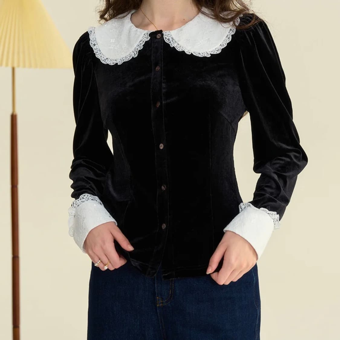 심플레트로 벨벳 블라우스 L 상품이미지2