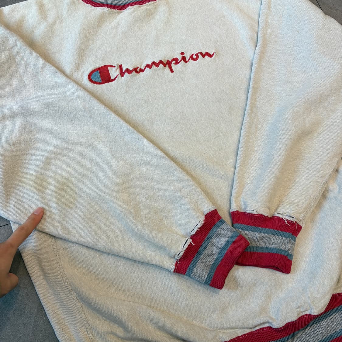 90년대 미국 생산 챔피온 리버스위브 라이트그레이 스웻셔츠 상품이미지8