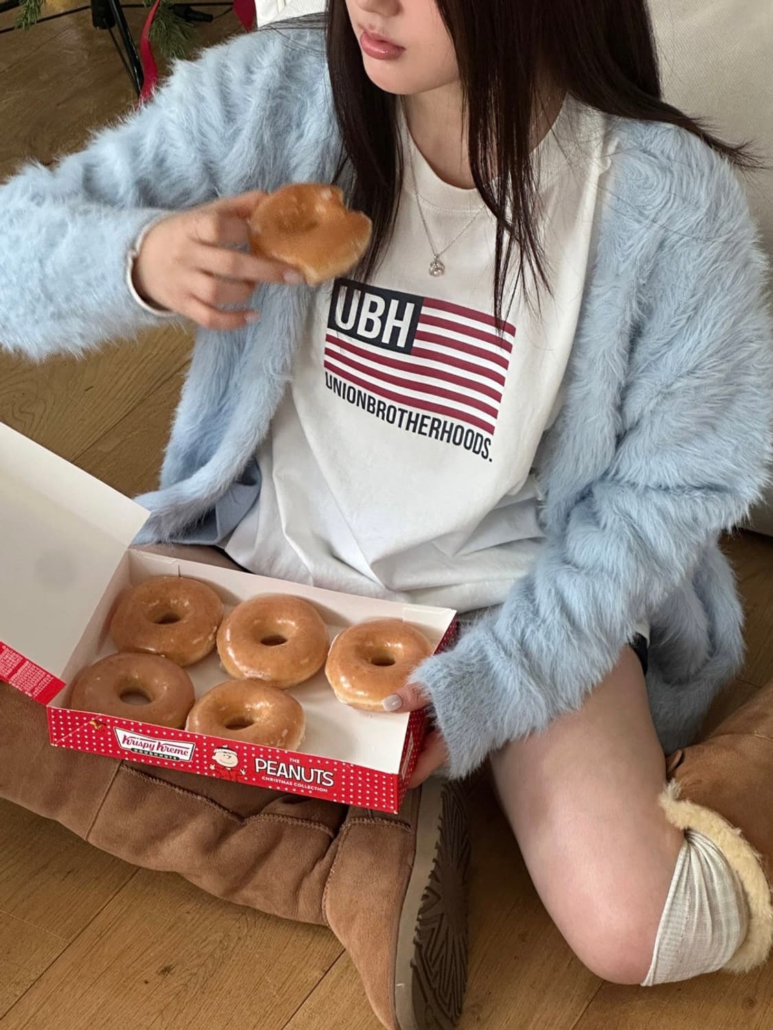 헤더먼트 테디가디건 아이스블루 새상품 상품이미지1