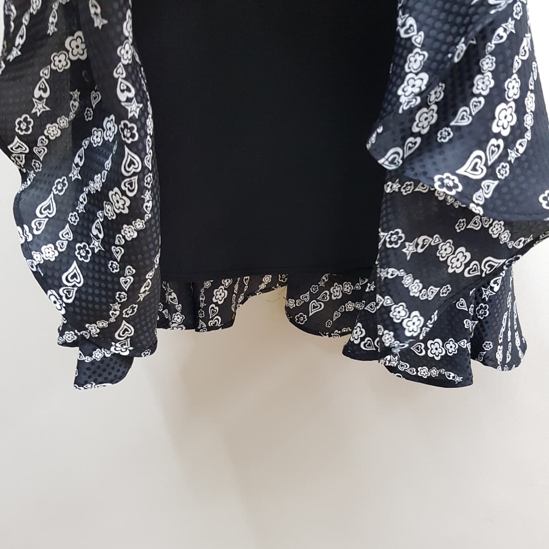 산드로 하트 플라워 패턴 프릴넥 미니 원피스 36사이즈 상품이미지5