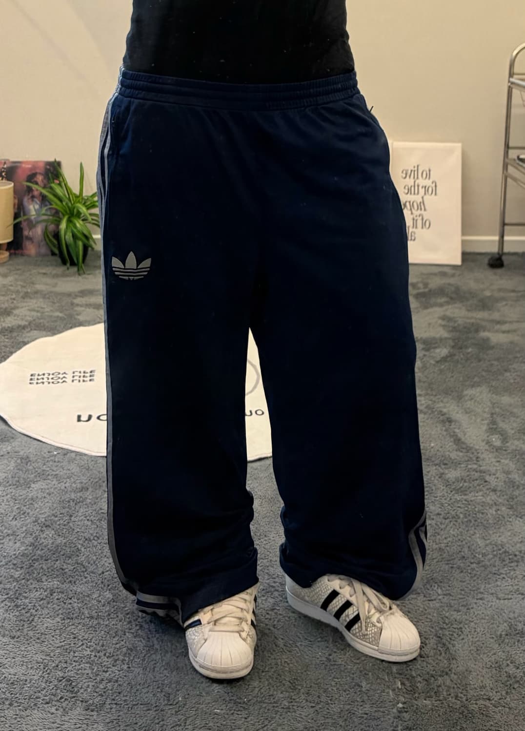 90s ADIDAS 구파이어버드 네이비&그레이 져지 트랙팬츠 상품이미지2