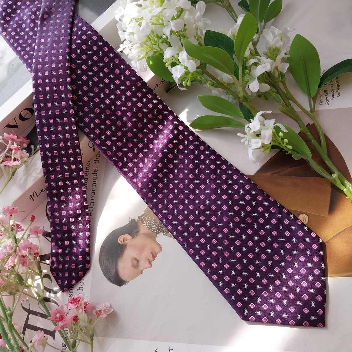 메트로시티 실크 퍼플 패턴 넥타이 8.6cm A+등급 K2366 상품이미지4