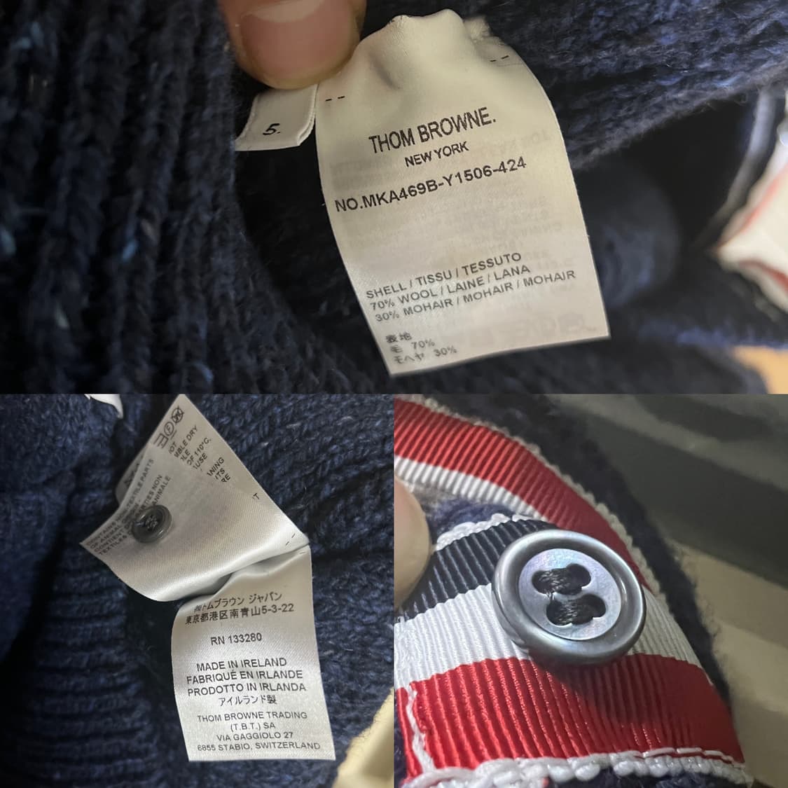 톰브라운 도네갈 트위스트 케이블 사선 클래식 크루넥 풀오버 블루 상품이미지4