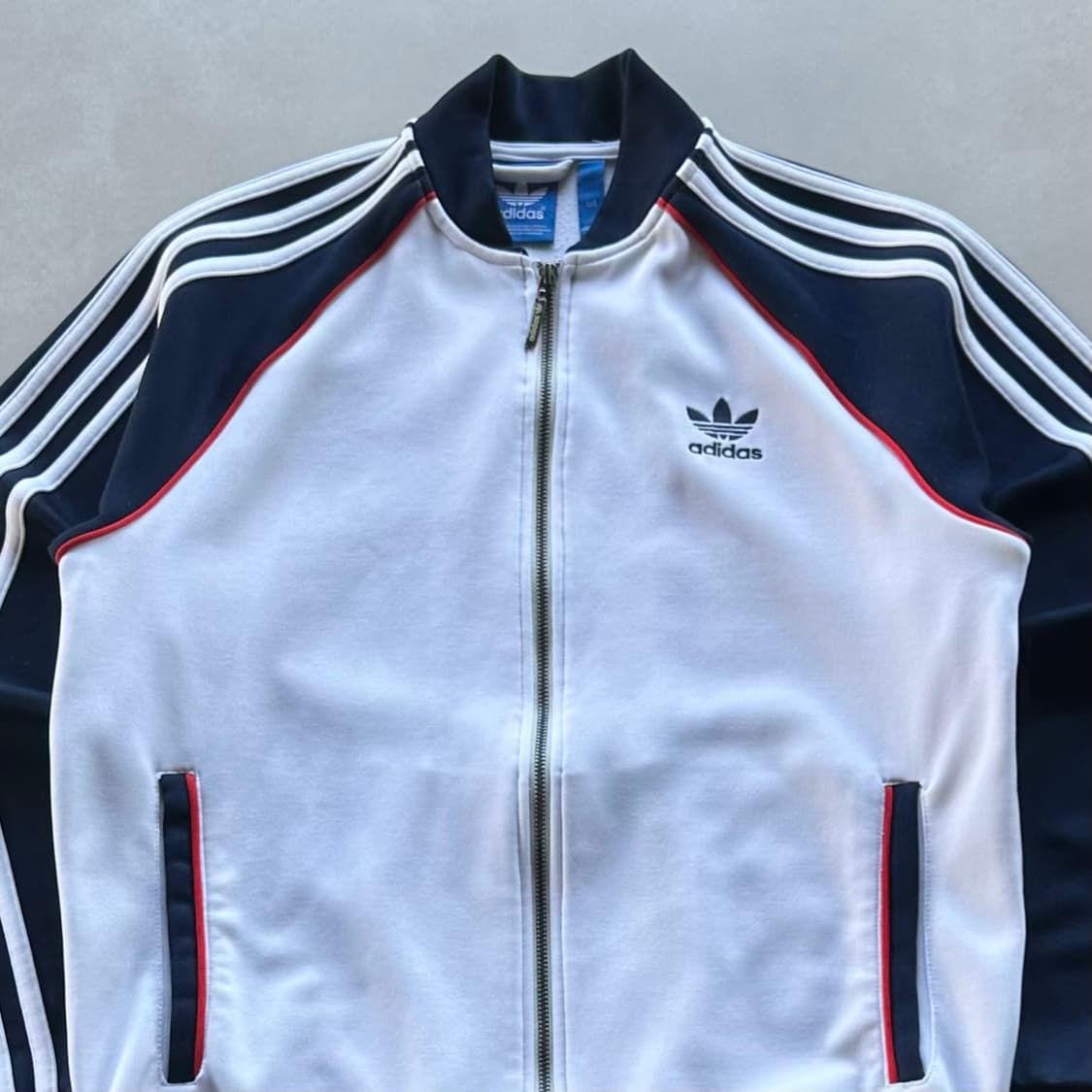 [XL]아디다스 트레포일 화이트 네이비 트랙탑 져지 상품이미지2