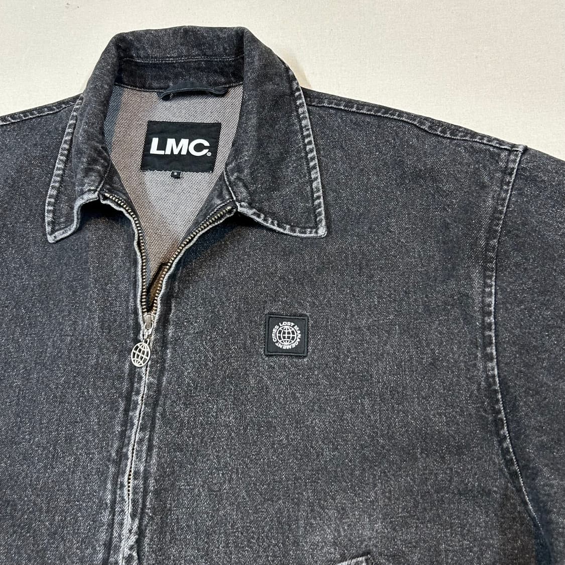 S) LMC 오버핏 흑청 데님 블루종 자켓 블랙 상품이미지3