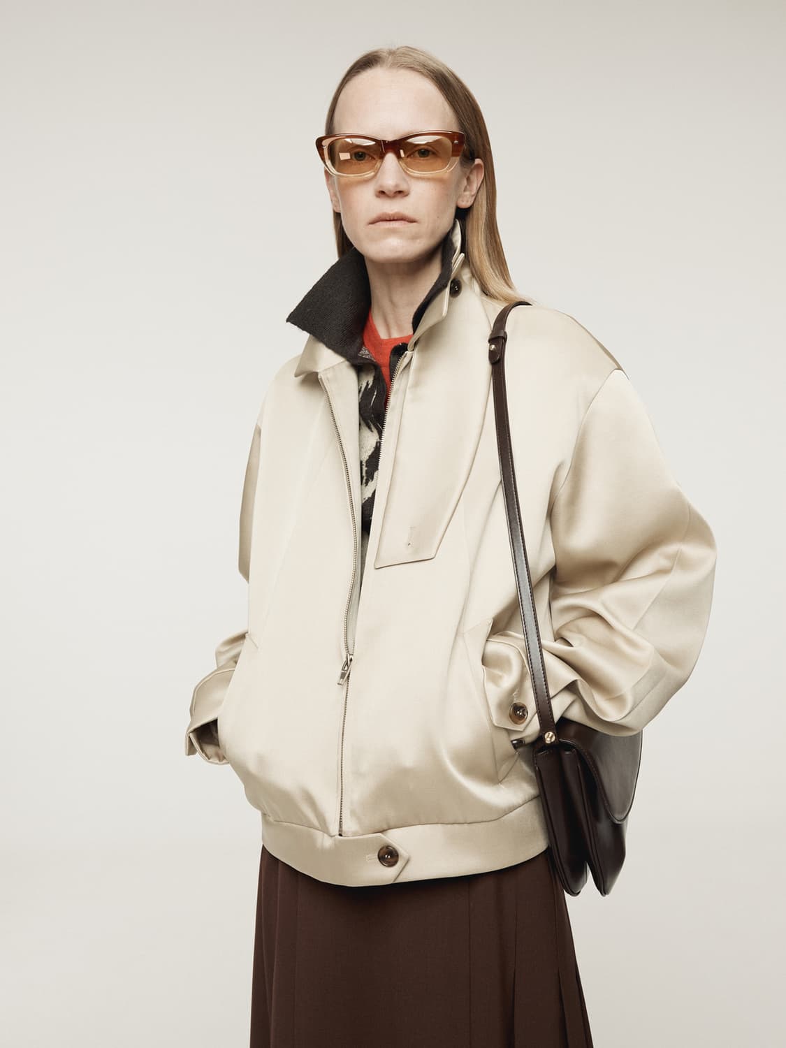 렉토 RECTO 더블 세틴 점퍼 샌드 베이지 상품이미지1