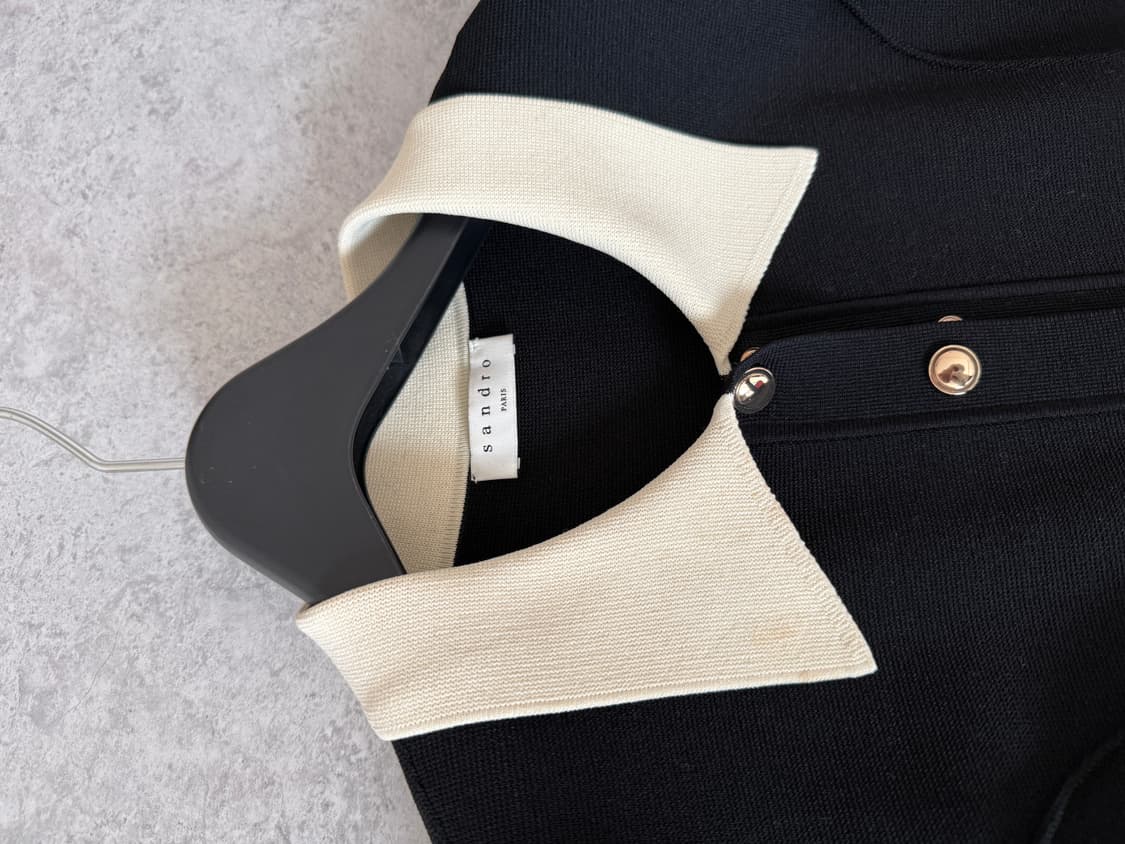 산드로 퍼프숄더 금장버튼 원피스 상품이미지5